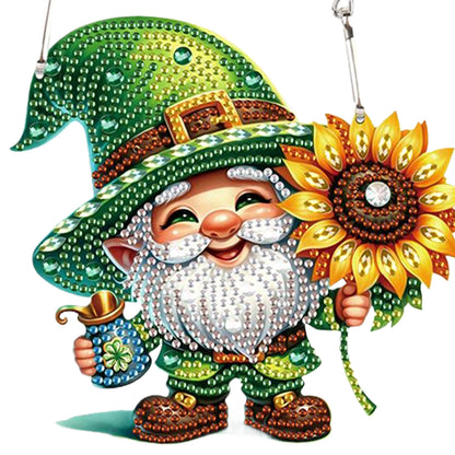 4pcs Sunflower Gnome DIY 2D Flat Special Shaped Diamond Painting Kits Pendant