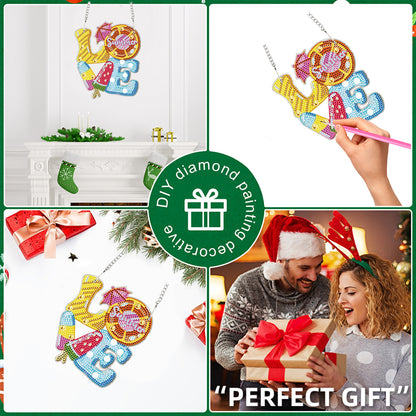 4pcs Summer Atmosphere DIY 2D Flat Special Shaped Diamond Painting Kits Pendant