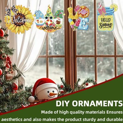 4pcs Summer Atmosphere DIY 2D Flat Special Shaped Diamond Painting Kits Pendant