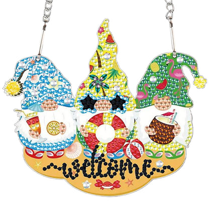 4pcs Summer Atmosphere DIY 2D Flat Special Shaped Diamond Painting Kits Pendant