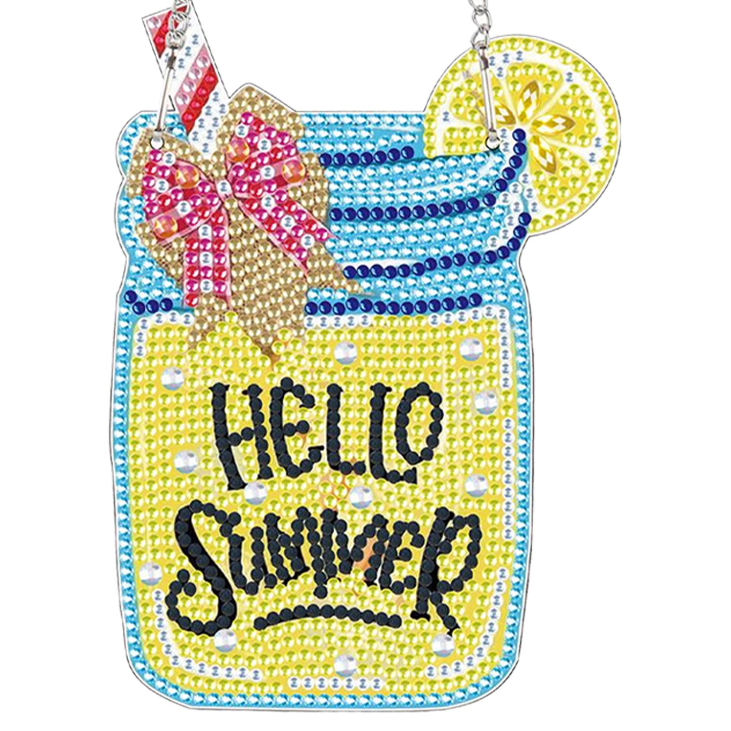 4pcs Summer Atmosphere DIY 2D Flat Special Shaped Diamond Painting Kits Pendant