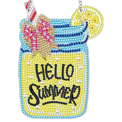 4pcs Summer Atmosphere DIY 2D Flat Special Shaped Diamond Painting Kits Pendant