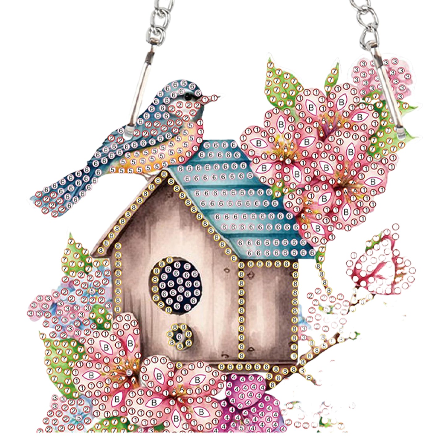 4pcs Flower Bluebird DIY 2D Flat Special Shaped Diamond Painting Kits Pendant