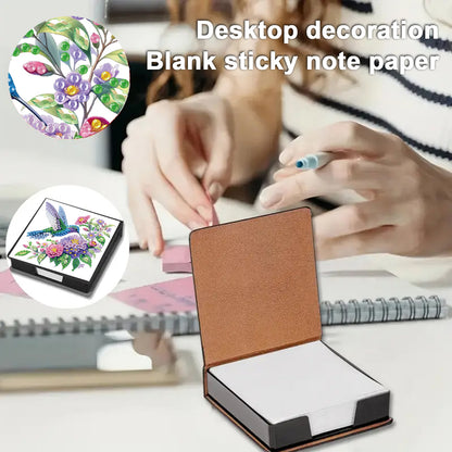 4Pcs Bird 5D DIY PU Diamond Painting Kit Office Note Box with 640 Sheets Paper