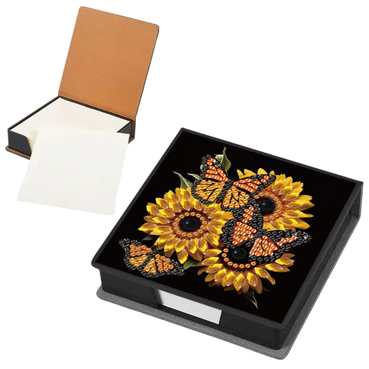 Butterfly 5D DIY PU Diamond Painting Kit Note Box with 160 Sheets Paper Holder