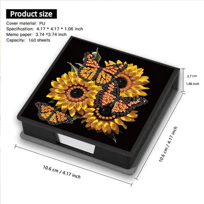 Butterfly 5D DIY PU Diamond Painting Kit Note Box with 160 Sheets Paper Holder