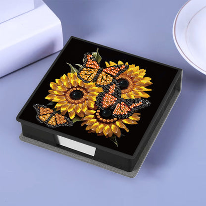Butterfly 5D DIY PU Diamond Painting Kit Note Box with 160 Sheets Paper Holder