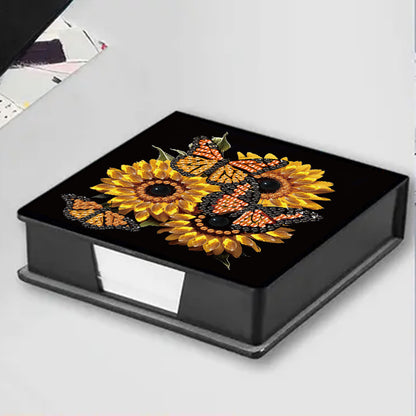 Butterfly 5D DIY PU Diamond Painting Kit Note Box with 160 Sheets Paper Holder