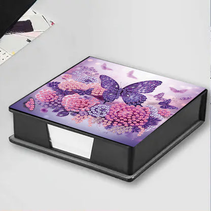 Flower 5D DIY PU Diamond Painting Kit Note Box with 160 Sheets Paper Memo Holder