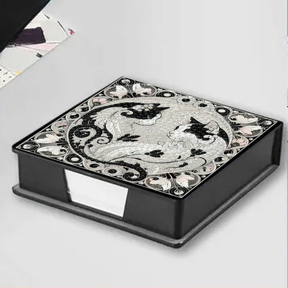 Cat 5D DIY PU Diamond Painting Kit Note Box with 160 Sheets Paper Memo Holder