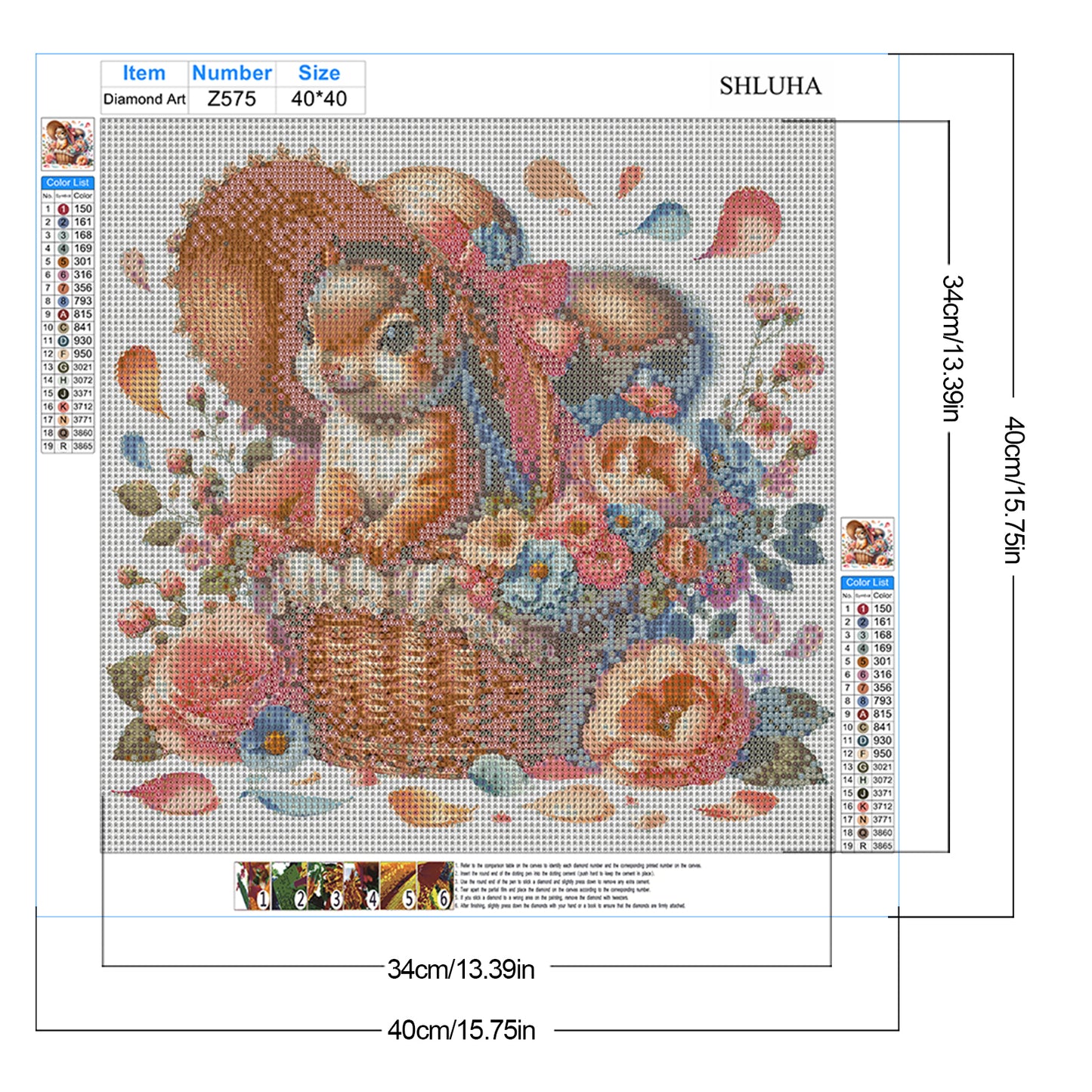 Squirrel And Flowers - Full Round Drill Diamond Painting 40*40CM