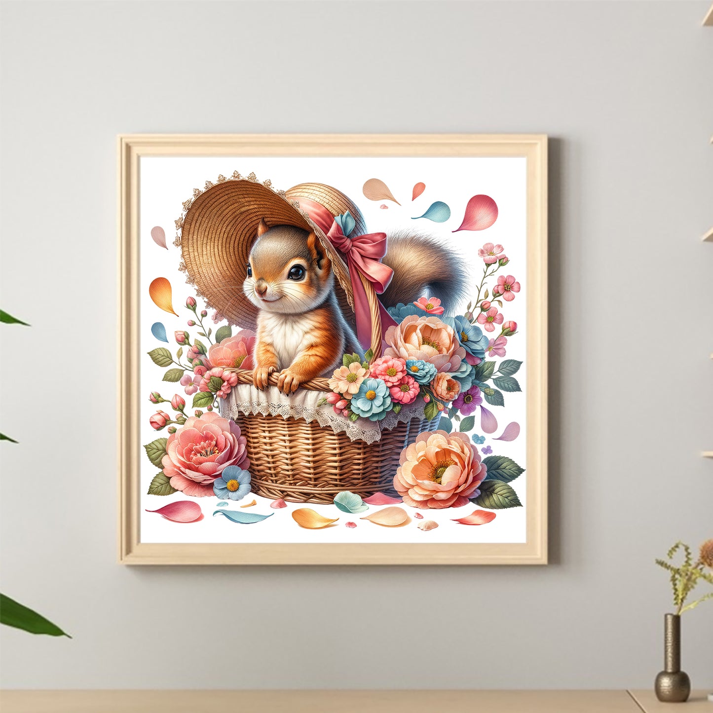 Squirrel And Flowers - Full Round Drill Diamond Painting 40*40CM