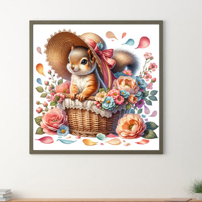 Squirrel And Flowers - Full Round Drill Diamond Painting 40*40CM