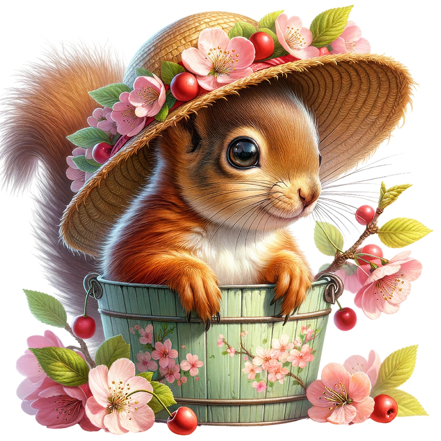 Squirrel And Flowers - Full Round Drill Diamond Painting 40*40CM