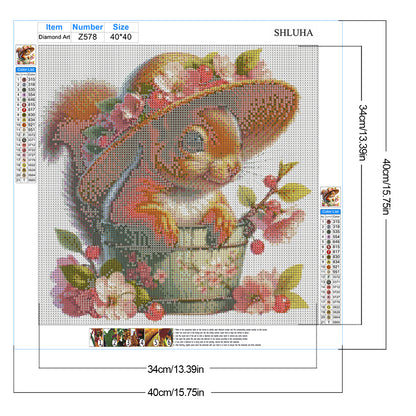 Squirrel And Flowers - Full Round Drill Diamond Painting 40*40CM