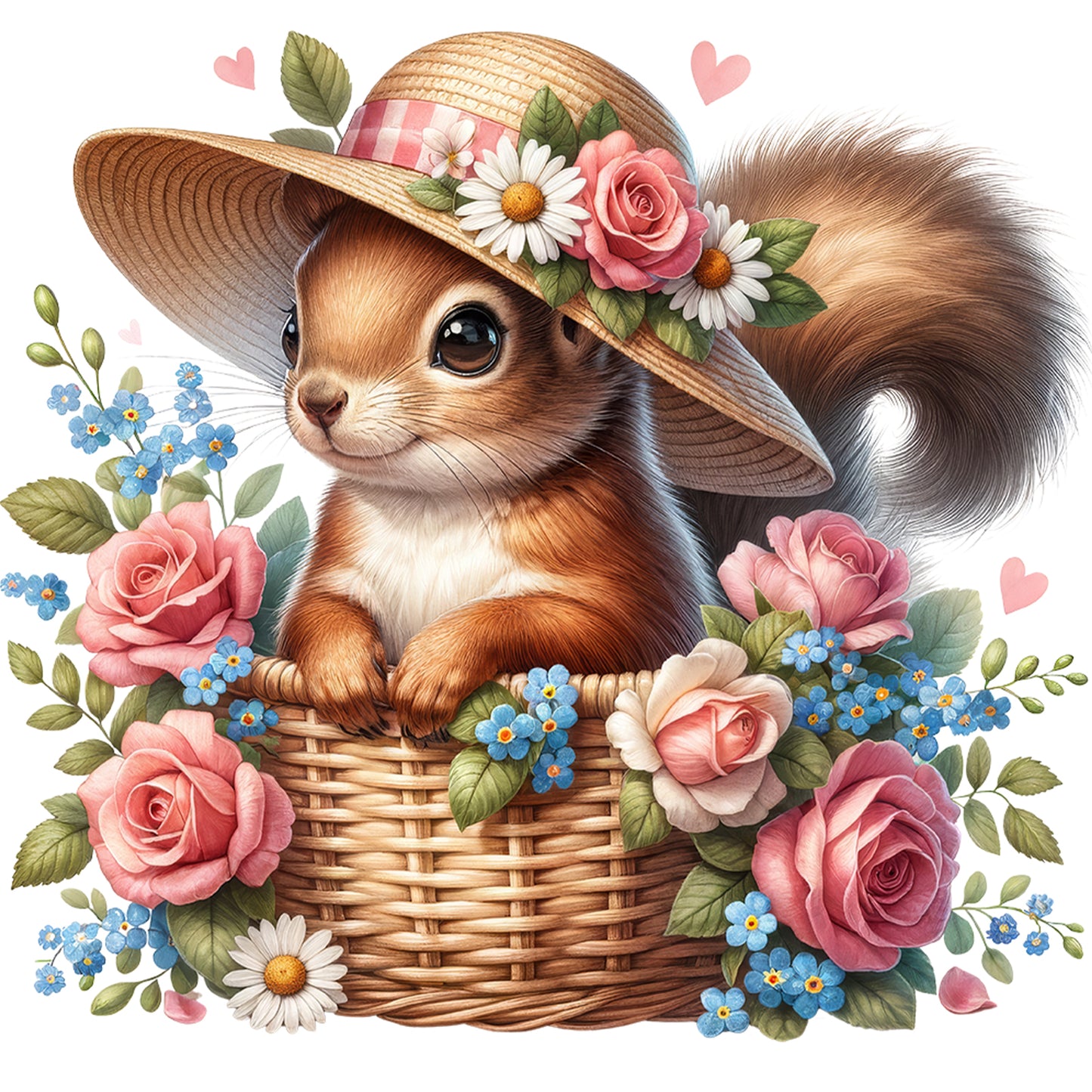Squirrel And Rose - Full Round Drill Diamond Painting 40*40CM