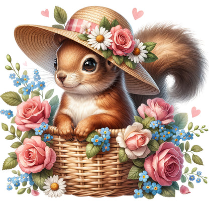 Squirrel And Rose - Full Round Drill Diamond Painting 40*40CM
