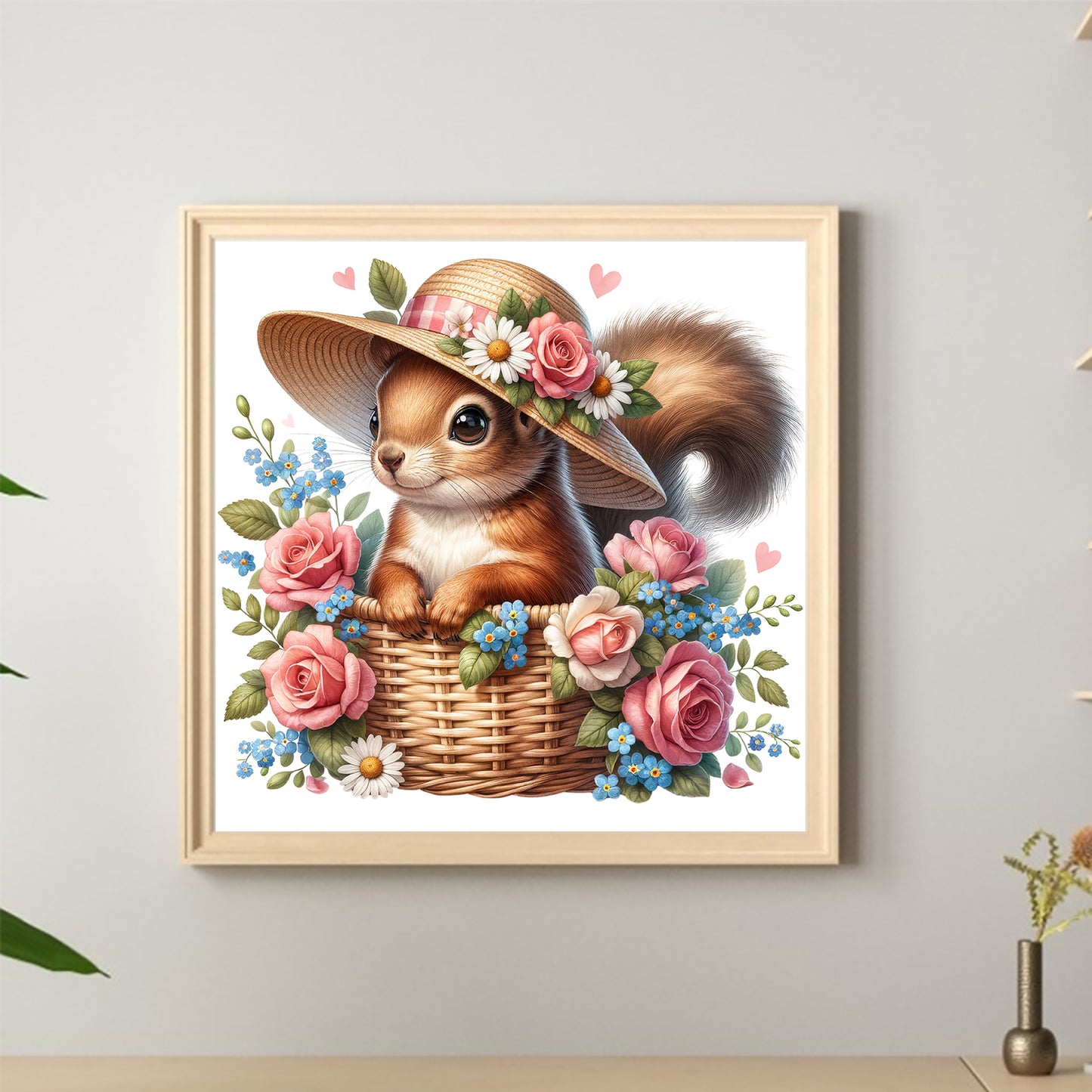 Squirrel And Rose - Full Round Drill Diamond Painting 40*40CM