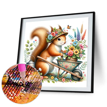 Squirrel Stroller - Full Round Drill Diamond Painting 40*40CM