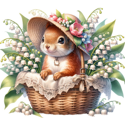 Squirrel And Lily Of The Valley - Full Round Drill Diamond Painting 40*40CM