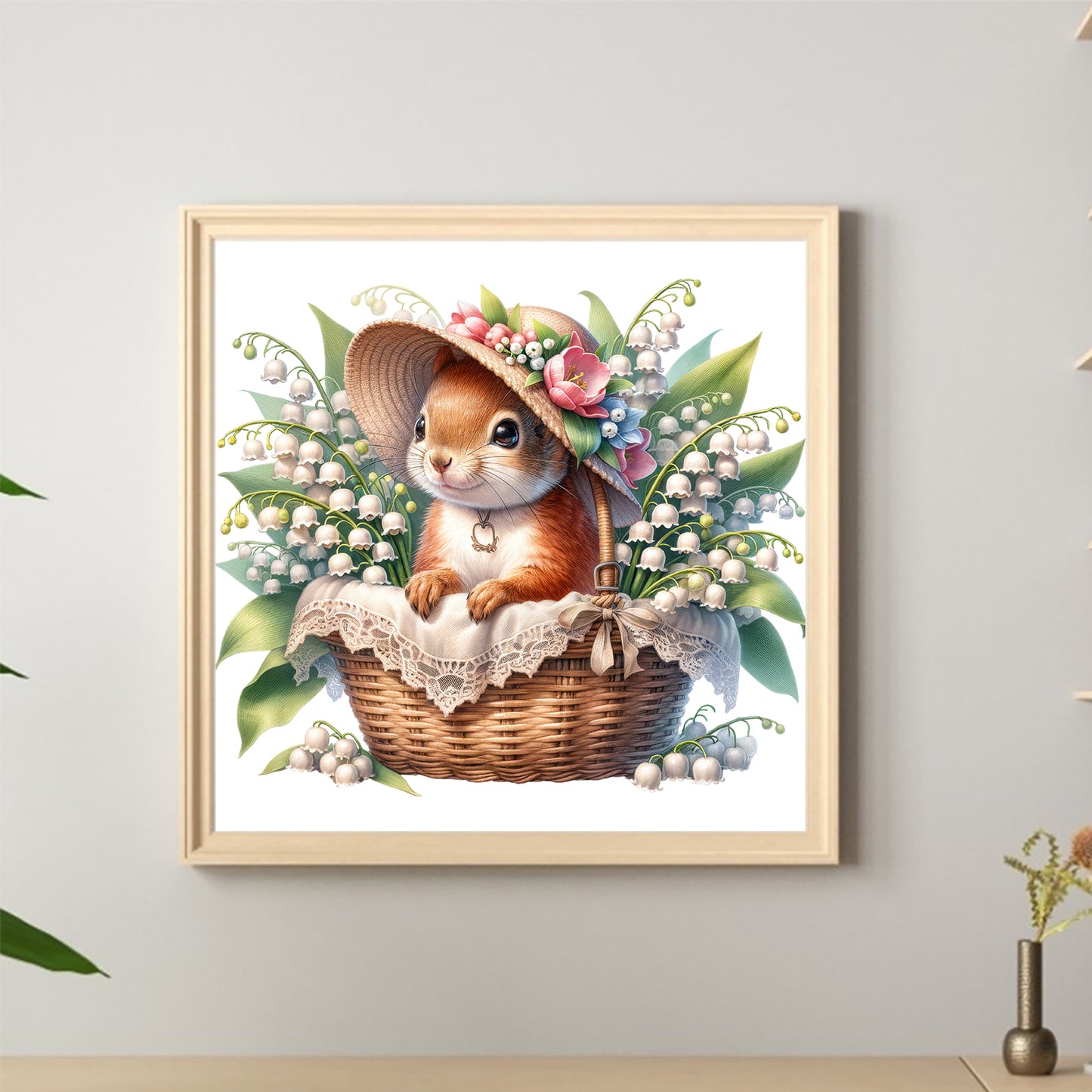 Squirrel And Lily Of The Valley - Full Round Drill Diamond Painting 40*40CM