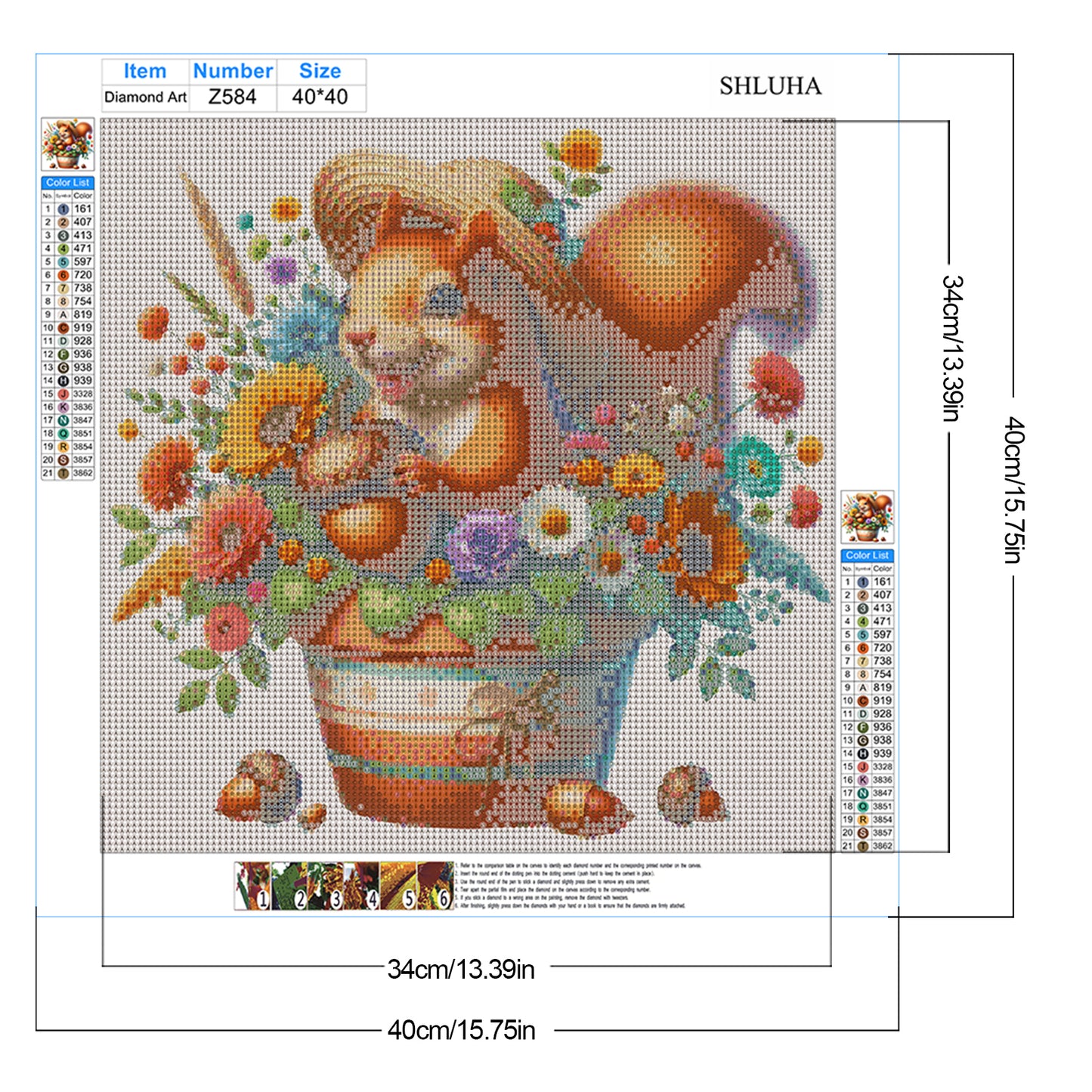 Squirrel - Full Round Drill Diamond Painting 40*40CM