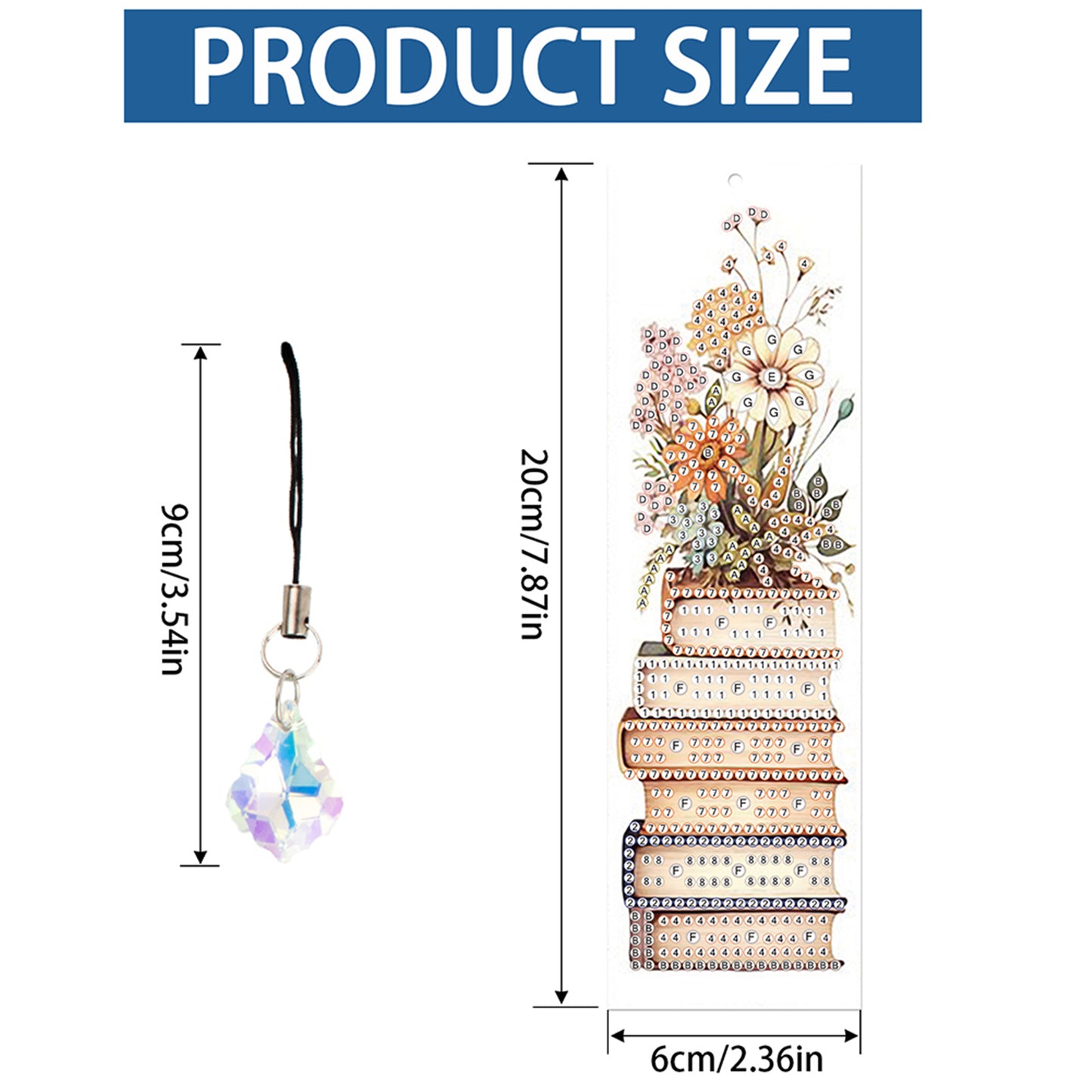 12Pcs Books DIY Diamond Painting Bookmark with Crystal Pendant for Book Decor