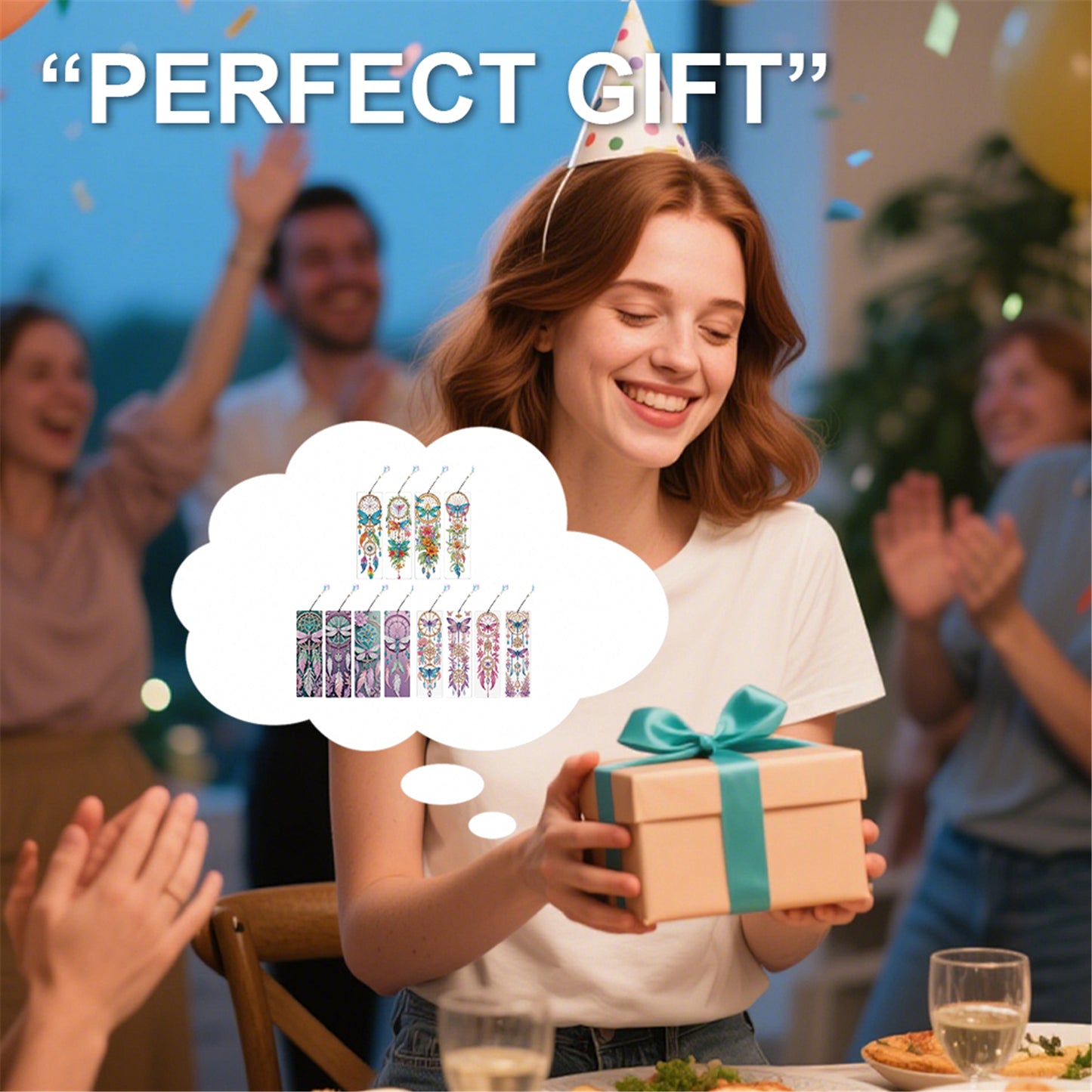 12Pcs Butterfly DIY Diamond Painting Bookmark with Crystal Pendant for Readers