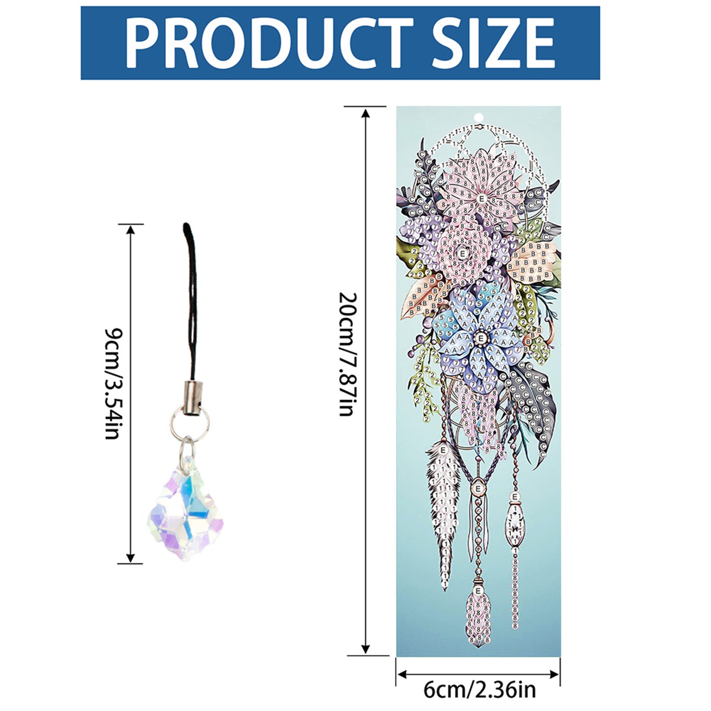 12Pcs Dreamcatcher DIY Diamond Painting Bookmark with Crystal Pendant Decor