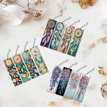 12Pcs Dreamcatcher DIY Diamond Painting Bookmark with Crystal Pendant Decor