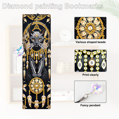 12Pcs Animals DIY Diamond Painting Bookmark with Crystal Pendant for Readers