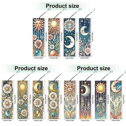 12Pcs Moon DIY Diamond Painting Bookmark with Crystal Pendant for Book Decor