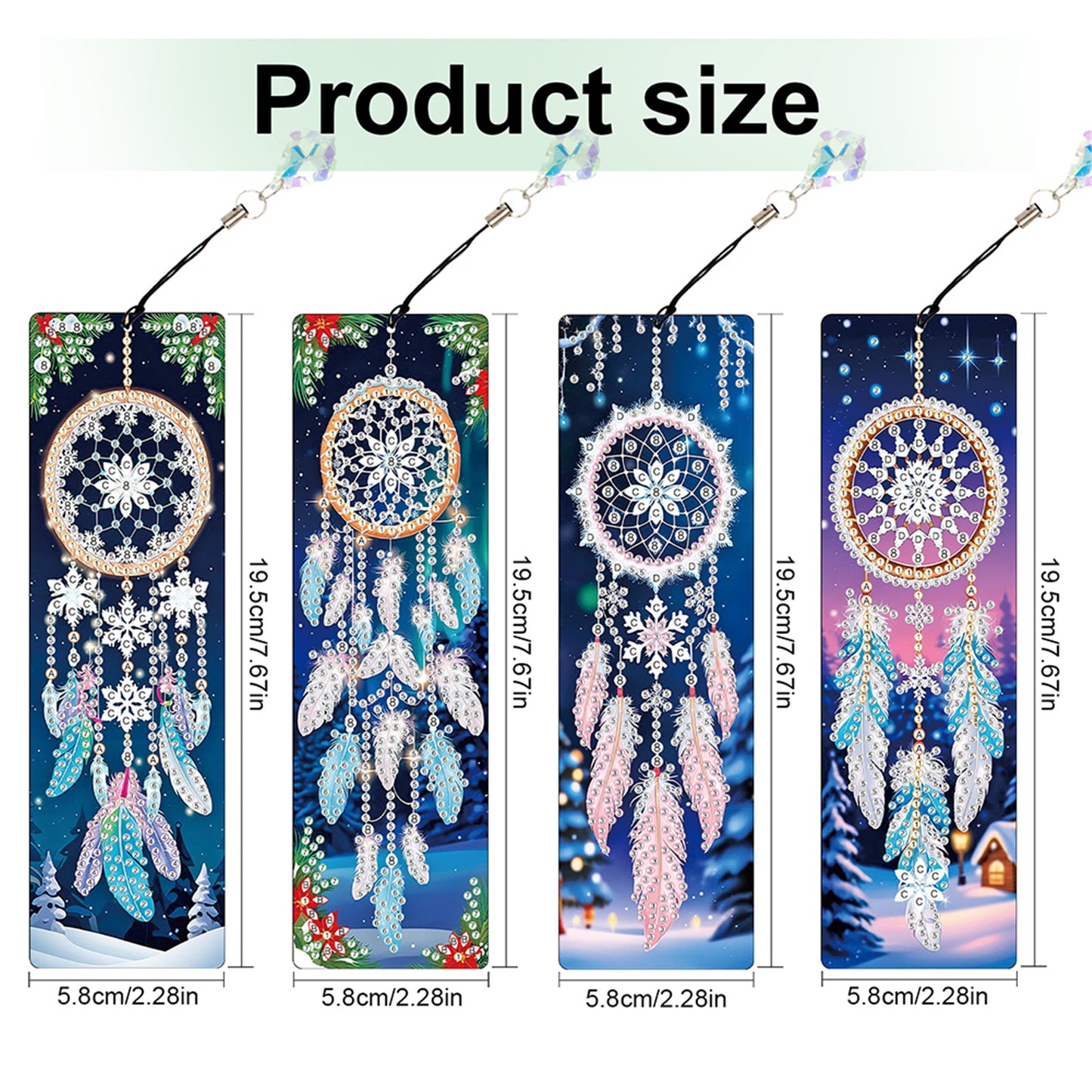 12Pcs Dreamcatcher DIY Diamond Painting Bookmark with Crystal Pendant Book Decor