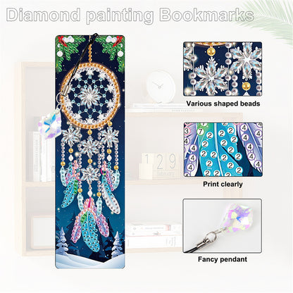 12Pcs Dreamcatcher DIY Diamond Painting Bookmark with Crystal Pendant Book Decor