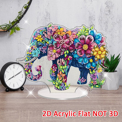 Elephant DIY 2D Flat Acrylic Diamond Painting Tabletop Ornament for Home Decor
