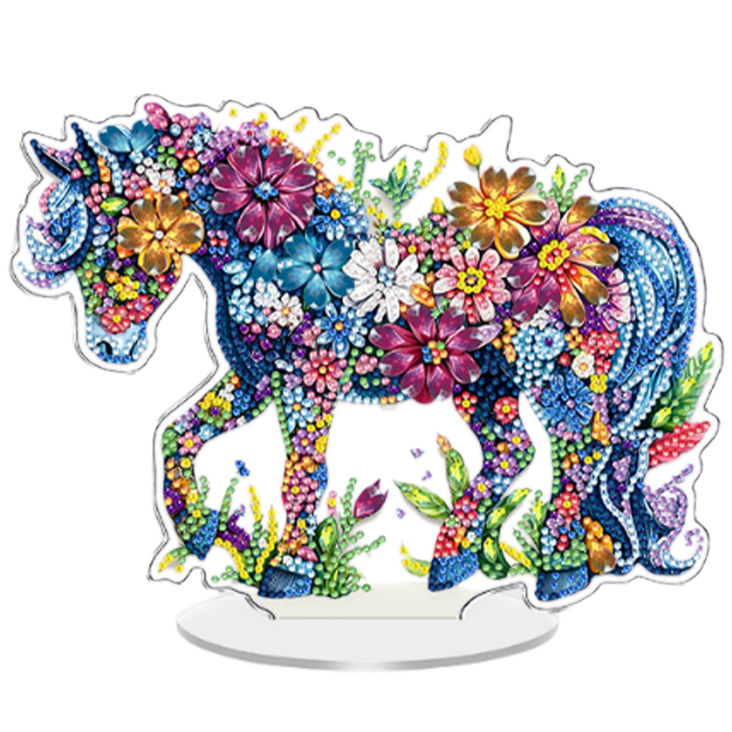 Horse DIY 2D Flat Acrylic Diamond Painting Tabletop Ornament for Home Decor Gift