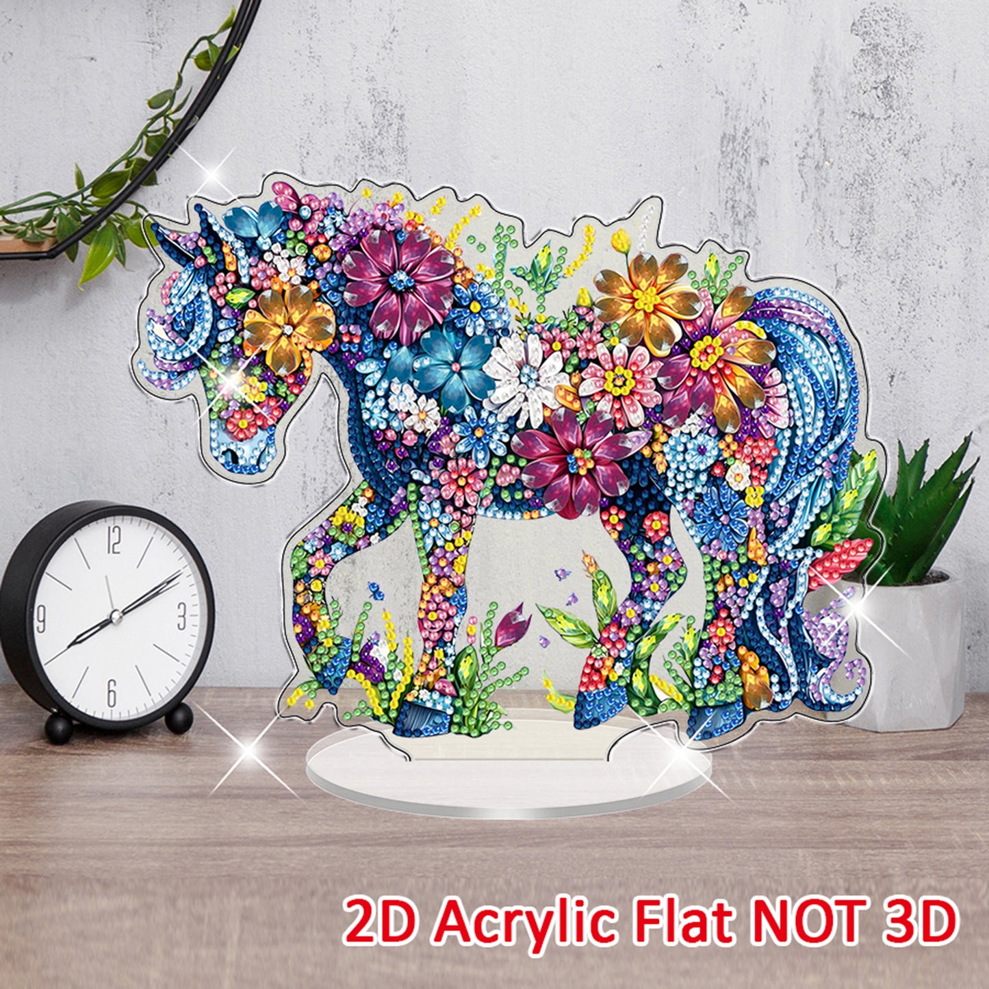 Horse DIY 2D Flat Acrylic Diamond Painting Tabletop Ornament for Home Decor Gift
