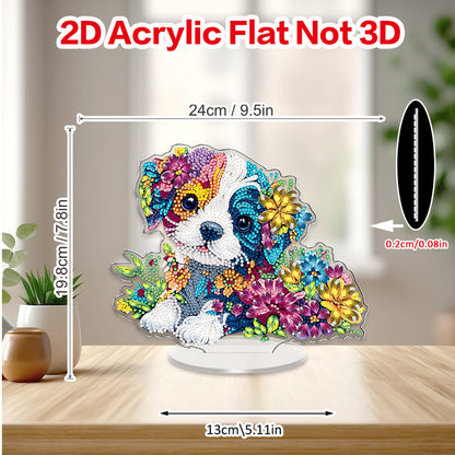 Dog DIY 2D Flat Acrylic Diamond Painting Tabletop Ornament for Home Decor Gift