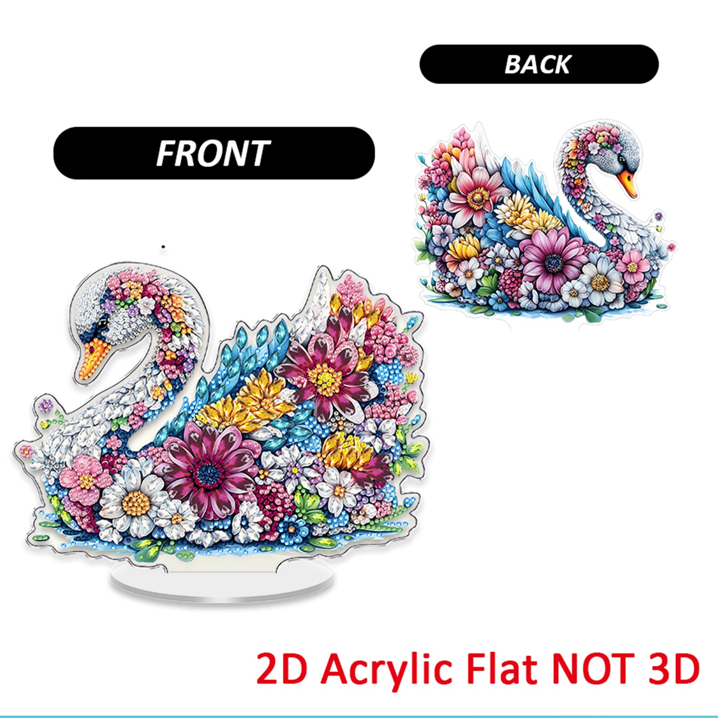 Swan DIY 2D Flat Acrylic Diamond Painting Tabletop Ornament for Home Decor Gift