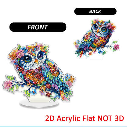 Owl DIY 2D Flat Acrylic Diamond Painting Tabletop Ornament for Home Decor Gift