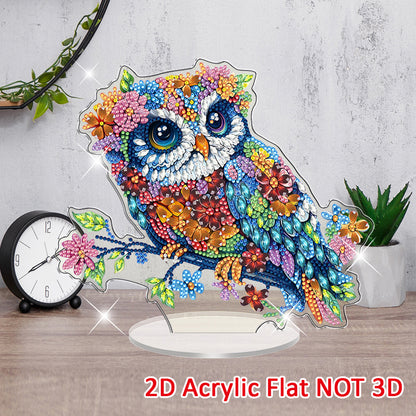 Owl DIY 2D Flat Acrylic Diamond Painting Tabletop Ornament for Home Decor Gift