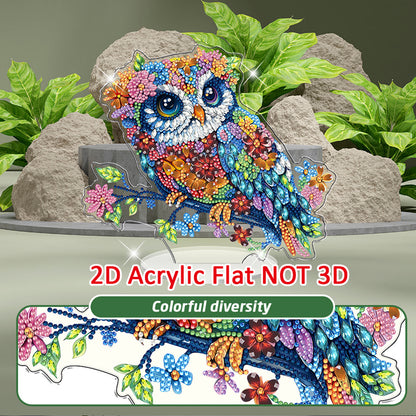 Owl DIY 2D Flat Acrylic Diamond Painting Tabletop Ornament for Home Decor Gift