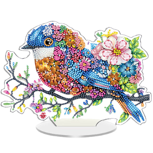 Bird DIY 2D Flat Acrylic Diamond Painting Tabletop Ornament for Home Decor Gift
