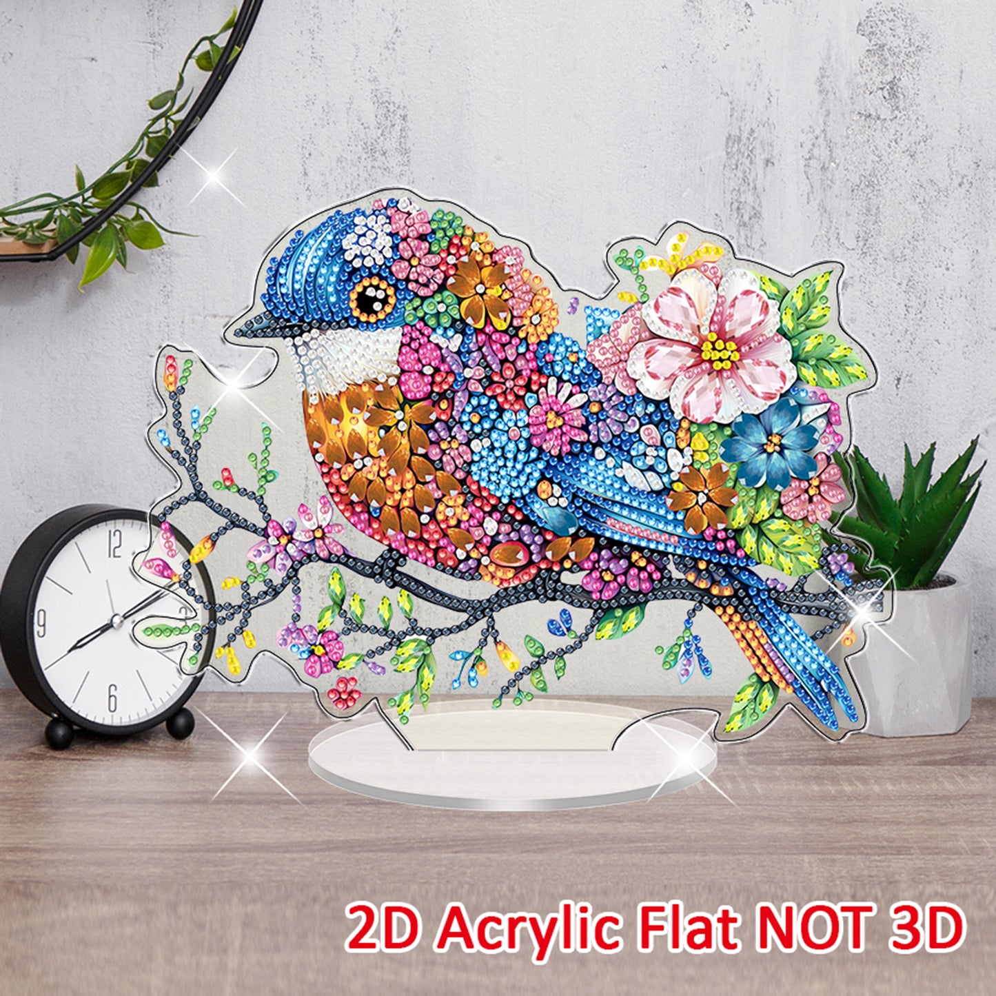 Bird DIY 2D Flat Acrylic Diamond Painting Tabletop Ornament for Home Decor Gift