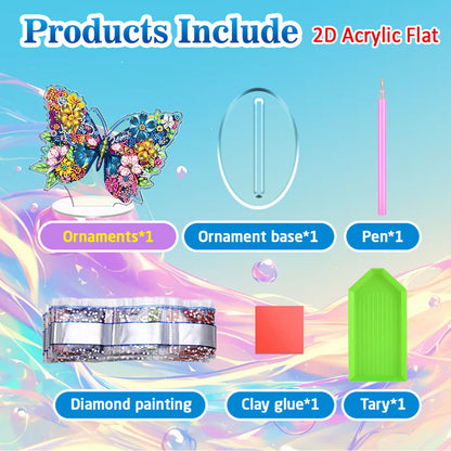 Butterfly DIY 2D Flat Acrylic Diamond Painting Tabletop Ornament for Home Decor