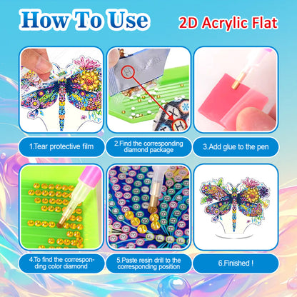 Dragonfly DIY 2D Flat Acrylic Diamond Painting Tabletop Ornament for Home Decor