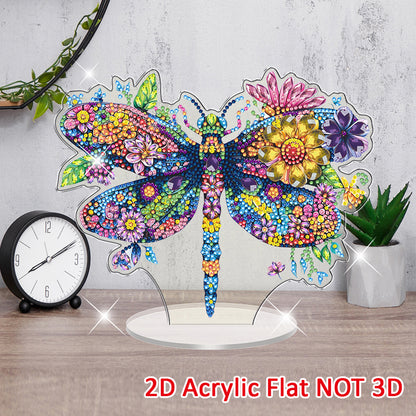 Dragonfly DIY 2D Flat Acrylic Diamond Painting Tabletop Ornament for Home Decor