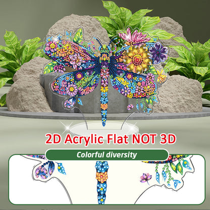 Dragonfly DIY 2D Flat Acrylic Diamond Painting Tabletop Ornament for Home Decor