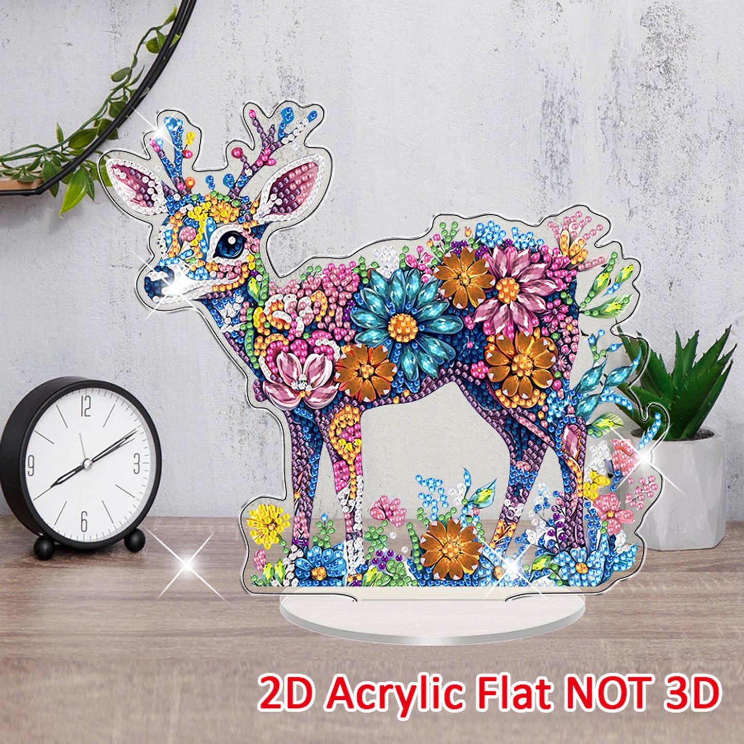 Deer DIY 2D Flat Acrylic Diamond Painting Tabletop Ornament for Home Decor Gift