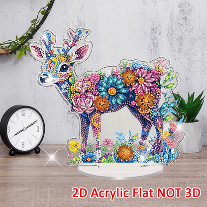 Deer DIY 2D Flat Acrylic Diamond Painting Tabletop Ornament for Home Decor Gift